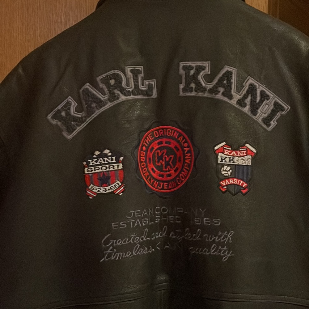 Karl Kani leather letterman jacket